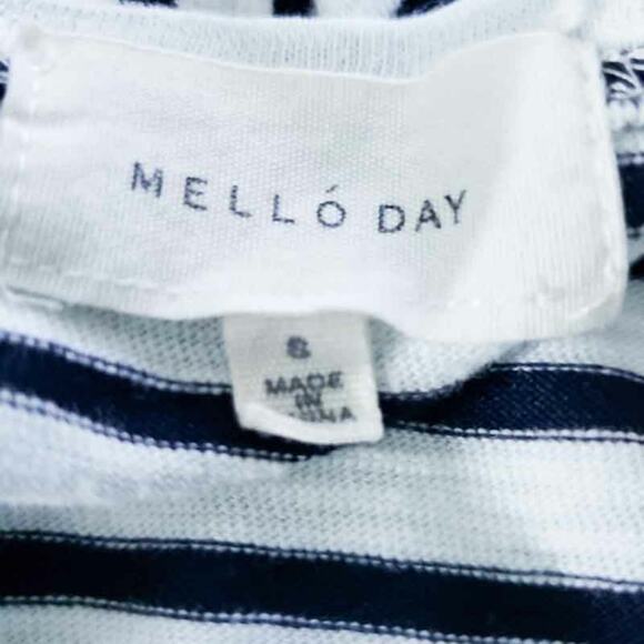 Mello Day Stripe Sleeveless Shirt Tank Black Sz 6 Shirt Ruched Side Casual Work - Picture 8 of 8